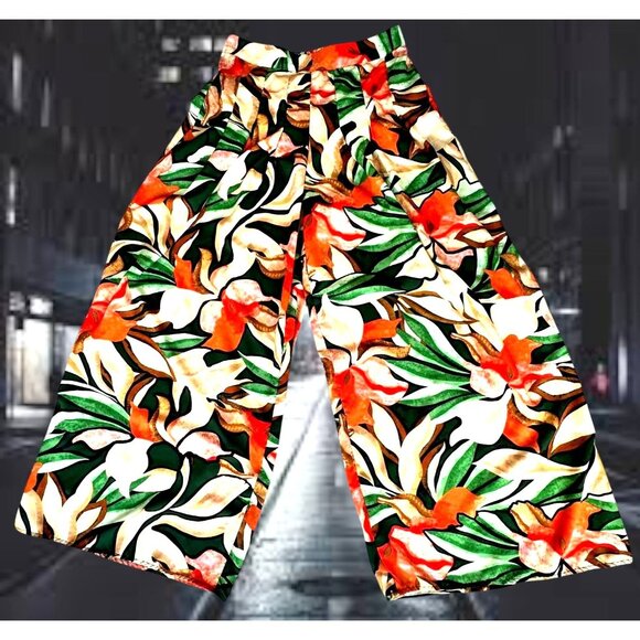 Moon Orchid Palazzo Pants Medium Abstract Festive High Waist Cruise Islands EUC - Picture 4 of 12